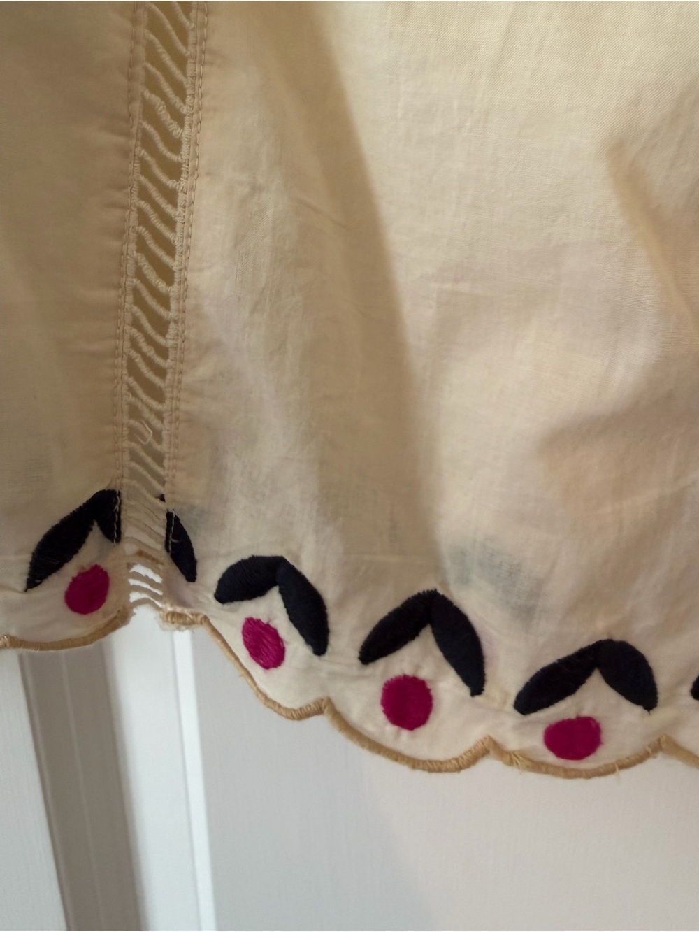 FARM Rio Cream Button-Down Blouse with Black & Pink Embroidery - Picture 7 of 10